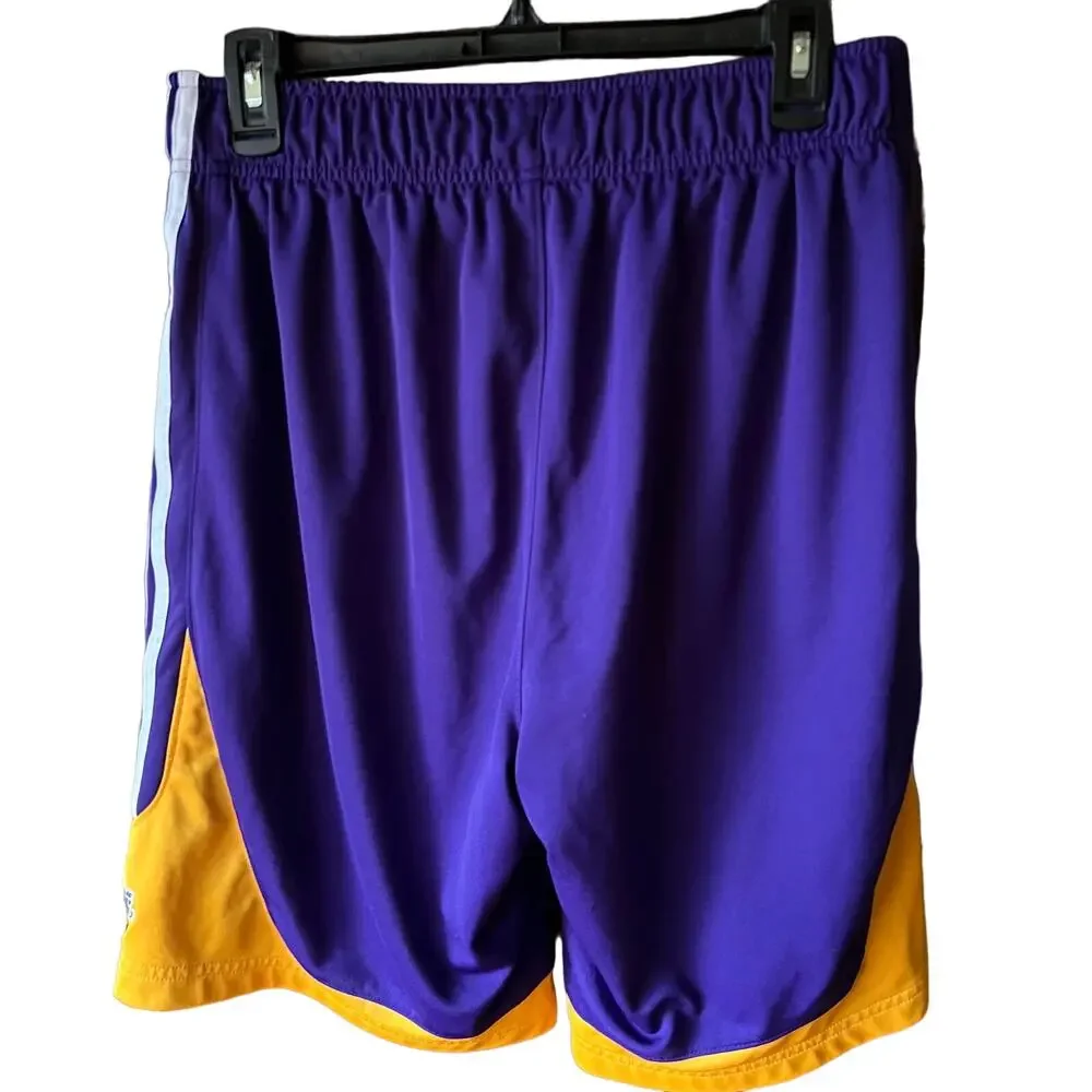 Adidas NBA Los Angeles Lakers Basketball Shorts Purple Yellow Mens Large